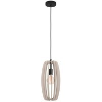 900502 Подвесной потолочный светильник BAJAZZARA, 1x40W, E27, H1100, ?260, сталь, черный/дерево, песчаный