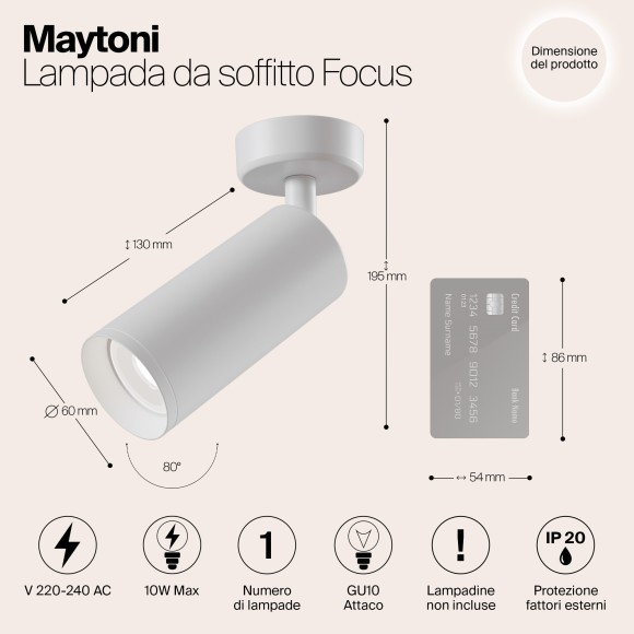 Накладной потолочный светильник Maytoni C017CW-01W FOCUS под лампу 1xGU10 50W