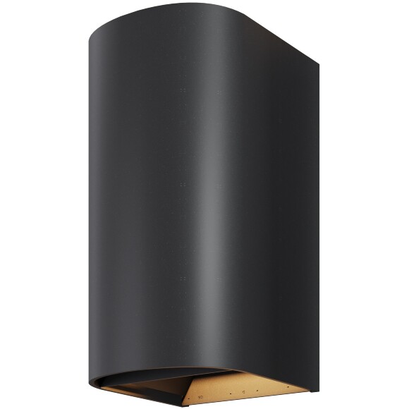 Maytoni Drape O526WL-L20B3K Уличный настенный полукруглый светодиодный фасадный светильник-бра высотой 23 см, стиль минимализм, свет вверх-вниз, металл черный алюминий, LED 20Вт 3000K 1000Лм CRI80 80° 220В IP65 -40...+50°C