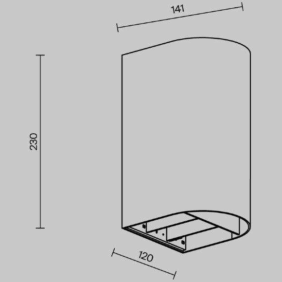Maytoni Drape O526WL-L20B3K Уличный настенный полукруглый светодиодный фасадный светильник-бра высотой 23 см, стиль минимализм, свет вверх-вниз, металл черный алюминий, LED 20Вт 3000K 1000Лм CRI80 80° 220В IP65 -40...+50°C
