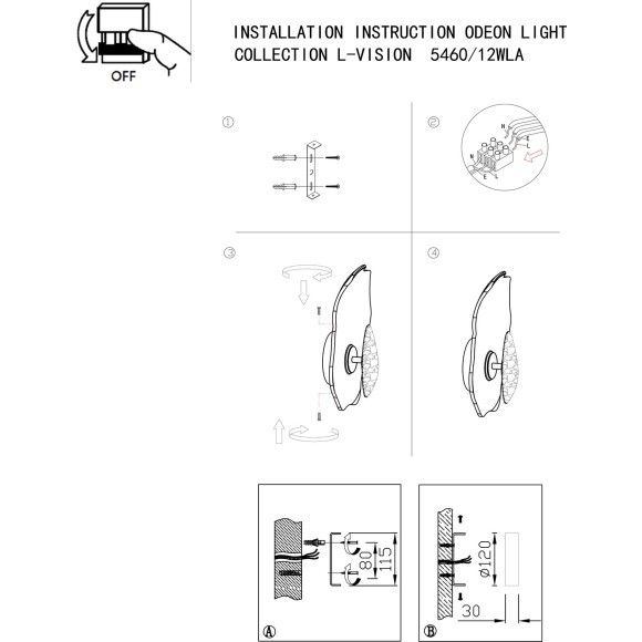 Настенный светильник LED x 12W 3000K CORALLA 5460/12WLA Настенный светильник LED x 12W 3000K CORALLA 5460/12WLA