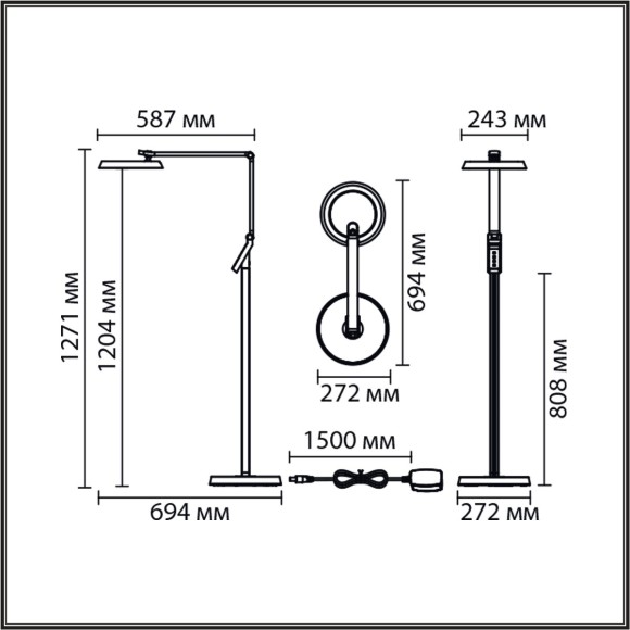 8333/15FL Торшер Lumion LEDIO LED Ra80 Lm850 15W 3000/4000/6000K CCT диммер 220-240V GENRI