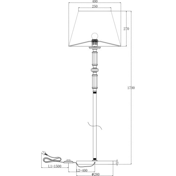 Торшер с выключателем Riverside MOD018FL-01CH