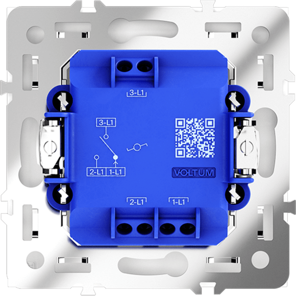VLS010301 Проходной выключатель (переключатель) встраиваемый одноклавишный на 10 ампер (2200 Ватт) белого глянцевого цвета VOLTUM S70 (белый глянцевый)