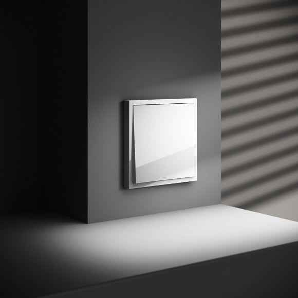 VLS010301 Проходной выключатель (переключатель) встраиваемый одноклавишный на 10 ампер (2200 Ватт) белого глянцевого цвета VOLTUM S70 (белый глянцевый)