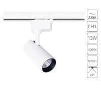 Однофазный двужильный светодиодный трековый светильник Arte Lamp A4568PL-1WH REGULUS 4000К 1000Лм CRI85+ 24° 13Вт