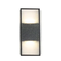 Favourite Powder 4826-2W Современный черный уличный светодиодный настенный светильник в неоклассическом стиле, металл черный, плафон стекло, LED 2x8Вт 3000K 2x480Лм CRI90 IP65 220В, размеры D70xW170xH355мм