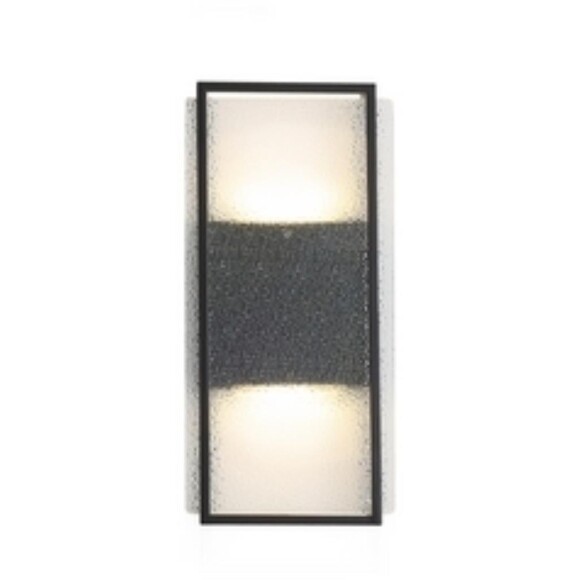 Favourite Powder 4826-2W Современный черный уличный светодиодный настенный светильник в неоклассическом стиле, металл черный, плафон стекло, LED 2x8Вт 3000K 2x480Лм CRI90 IP65 220В, размеры D70xW170xH355мм