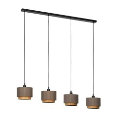 390121 EGLO MARCHENA Люстра потолочная с 4 лампами E27, металл, дерево, черный, коричневый