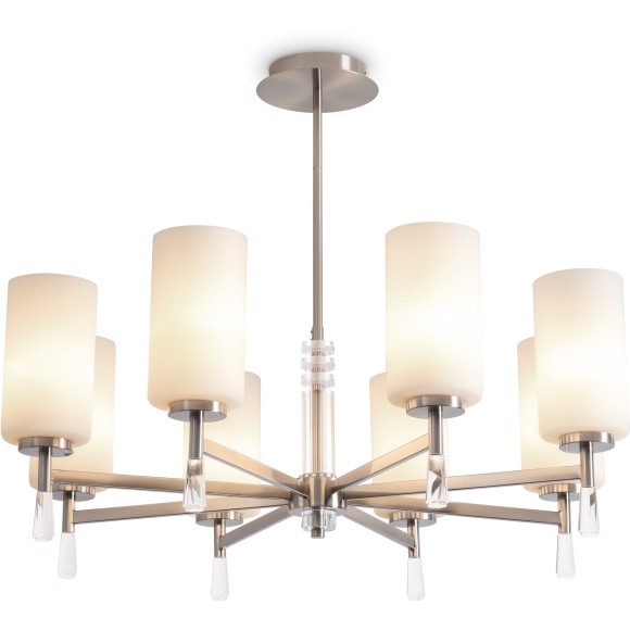 Люстра потолочная с белыми стеклянными плафонами, лампы Е27 8шт Freya Chic FR2031PL-08N