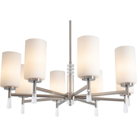 Люстра потолочная с белыми стеклянными плафонами, лампы Е27 8шт Freya Chic FR2031PL-08N