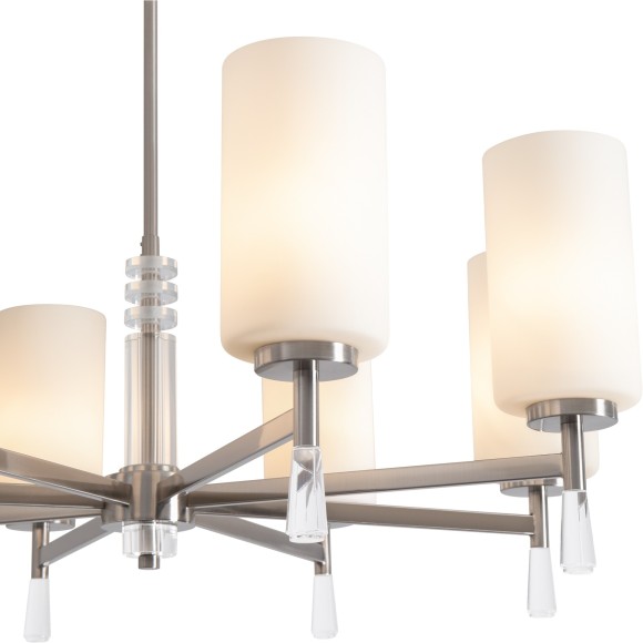 Люстра потолочная с белыми стеклянными плафонами, лампы Е27 8шт Freya Chic FR2031PL-08N