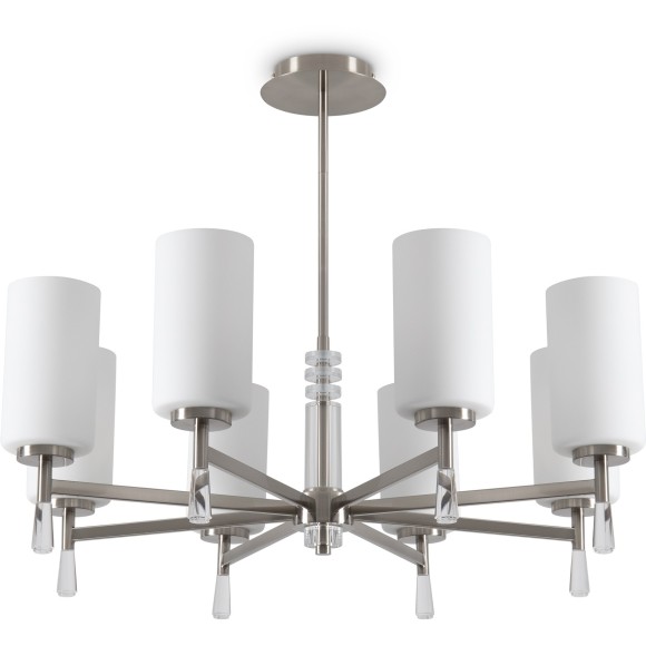 Люстра потолочная с белыми стеклянными плафонами, лампы Е27 8шт Freya Chic FR2031PL-08N