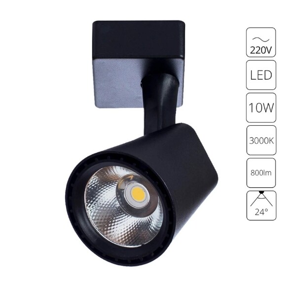 Однофазный двужильный светодиодный трековый светильник Arte Lamp A1811PL-1BK AMICO 3000К 800Лм CRI85+ 24° 10Вт Однофазный двужильный светодиодный трековый светильник Arte Lamp A1811PL-1BK AMICO 3000К 800Лм CRI85+ 24° 10Вт