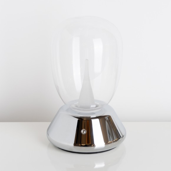 Настольная лампа диммируемая 10W 3000K прозрачный/хром Uovo III Lightstar 807904