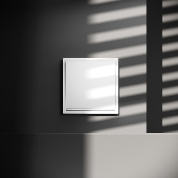 VLS010401 Проходной выключатель (переключатель) встраиваемый одноклавишный с подсветкой 10 ампер (2200 Ватт) белого глянцевого цвета VOLTUM S70 (белый глянцевый)