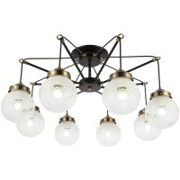 SLE110302-08 Светильник потолочный Черный, Бронза/Прозрачный, Белый E27 8*60W STRICCE