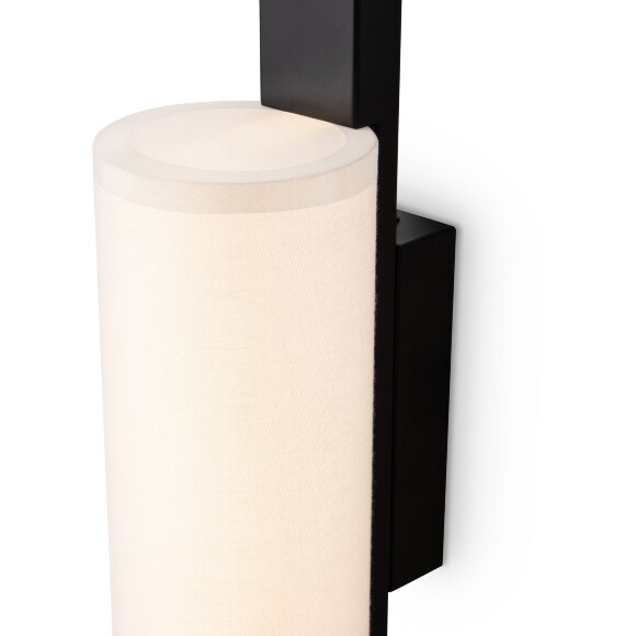 Freya Even FR5625WL-L10B Настенный светодиодный современный светильник бра, плафон белый текстиль, основание черный металл, 300x120x80мм, CCT перекл. цвет. температуры на драйвере, LED 10Вт 2700;3000;4000К 450Лм CRI80 180° IP20 220В