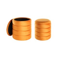 424126 AMPAHAKA Пуф комплект из 2шт, H445, Ø400, полиэстер, оранжевый