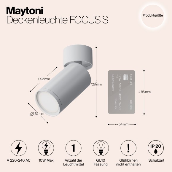 Накладной потолочный светильник Maytoni C050CL-U-1W Focus S под лампу 1xGU10 10W