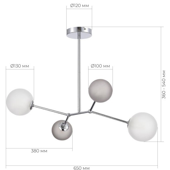 SLE1107-103-04 Светильник подвесной Хром/Белый, Серый G9 LED 4*5W 4000K MALTE