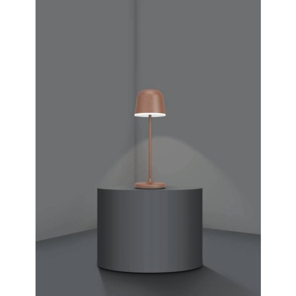 900459 Аккум. настол. лампа сенсорн.  MANNERA, 2,2W(LED), ?110, H340, IP54, алюм.,сталь, рыжий/пластик,белый