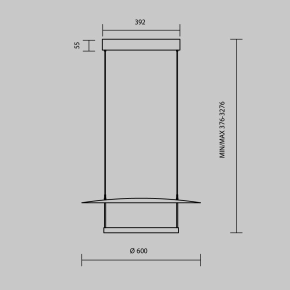 Люстра подвесная светодиодная диммируемая, для рассеянного света 30Вт RA80 1400Лм 3000К Maytoni Ambience MOD280PL-L30B3K1