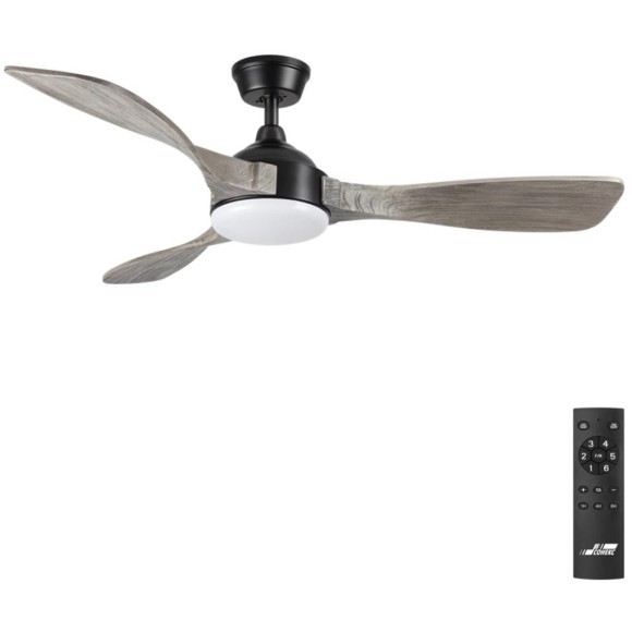 7702/24L VIVA LED SN24 Люстра-вентилятор черный/серое дерево LED 24Вт 3000-6000K D1320 пульт ДУ STORM