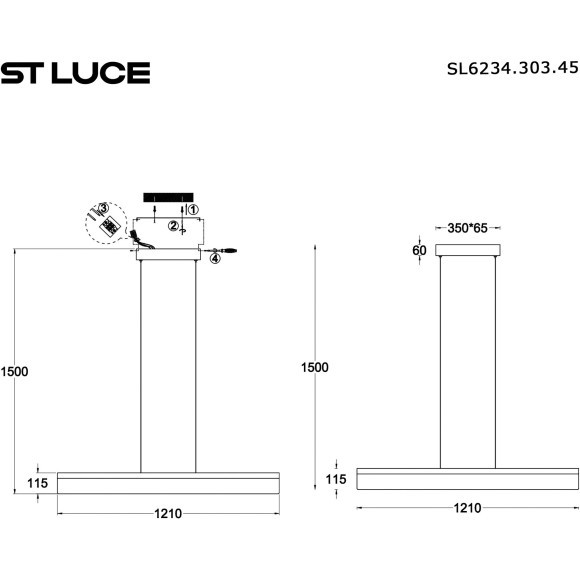 SL6234.303.45 Светильник подвесной ST-Luce Латунь/Золотистый LED 1*45W 4000K SPLENDID