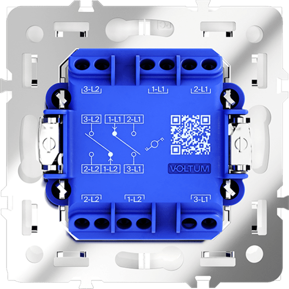 VLS020301 Проходной выключатель (переключатель) двухклавишный встраиваемый белого глянцевого цвета 10А (2200 Ватт) VOLTUM S70 (белый глянцевый)
