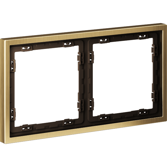 VLSM120209 Металлическая рамка для розеток и выключателей латунного цвета VOLTUM серии S70 Metal на 2 поста (латунь)