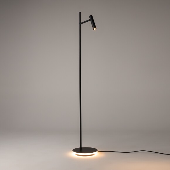Напольный светильник Maytoni Estudo Z010FL-L8B3K LED 11Вт 3000K чёрный матовый металл, торшер с поворотным плафоном-цилиндром, подсветка основания, направленный свет 36°, высота 1387 мм Напольный светильник Maytoni Estudo Z010FL-L8B3K LED 11Вт 3000K чёрный матовый металл, торшер с поворотным плафоном-цилиндром, подсветка основания, направленный свет 36°, высота 1387 мм
