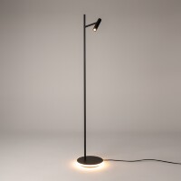 Напольный светильник Maytoni Estudo Z010FL-L8B3K LED 11Вт 3000K чёрный матовый металл, торшер с поворотным плафоном-цилиндром, подсветка основания, направленный свет 36°, высота 1387 мм