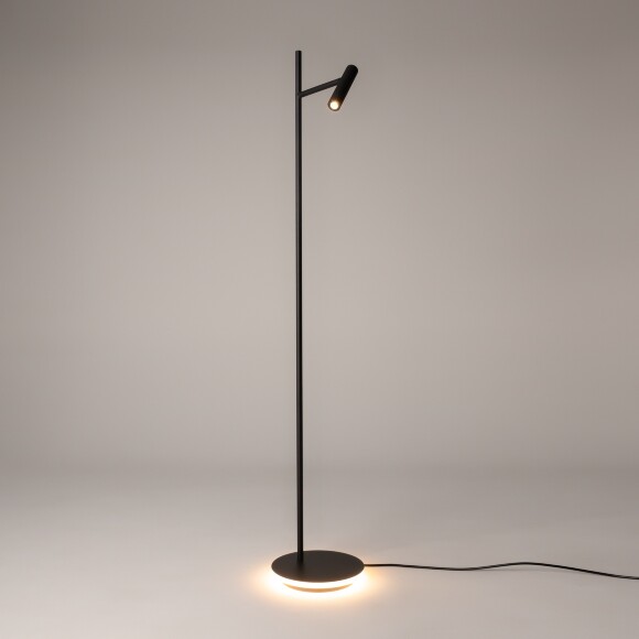 Напольный светильник Maytoni Estudo Z010FL-L8B3K LED 11Вт 3000K чёрный матовый металл, торшер с поворотным плафоном-цилиндром, подсветка основания, направленный свет 36°, высота 1387 мм Напольный светильник Maytoni Estudo Z010FL-L8B3K LED 11Вт 3000K чёрный матовый металл, торшер с поворотным плафоном-цилиндром, подсветка основания, направленный свет 36°, высота 1387 мм