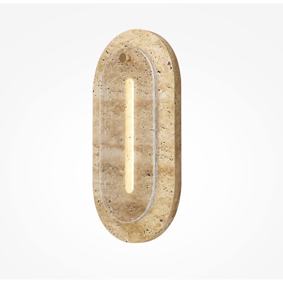 Maytoni Ventana MOD523WL-L15BG3K1 Настенный декоративный светодиодный светильник (бра) с плафоном из натурального камня (травертин), металл латунь LED 15Вт 3000K 750лм 120° CRI90 IP20 220V