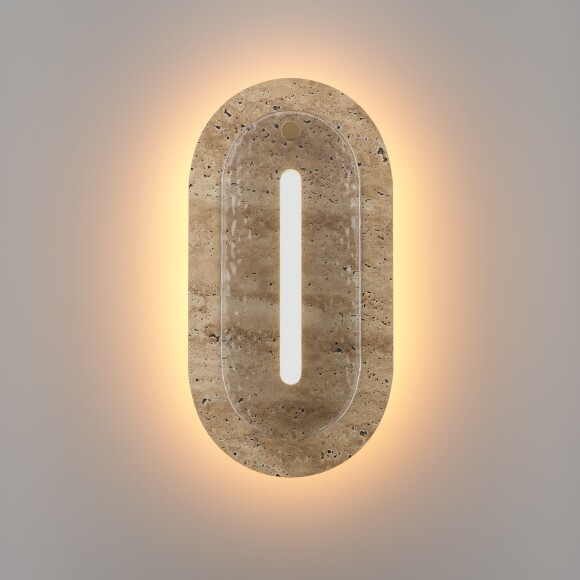 Maytoni Ventana MOD523WL-L15BG3K1 Настенный декоративный светодиодный светильник (бра) с плафоном из натурального камня (травертин), металл латунь LED 15Вт 3000K 750лм 120° CRI90 IP20 220V