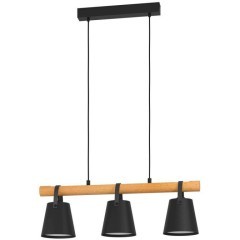 43636 Подвесной потолочный светильник (люстра) BOYLE, 3Х10W, E27, L780, B170, H1100, сталь/дерево/пл