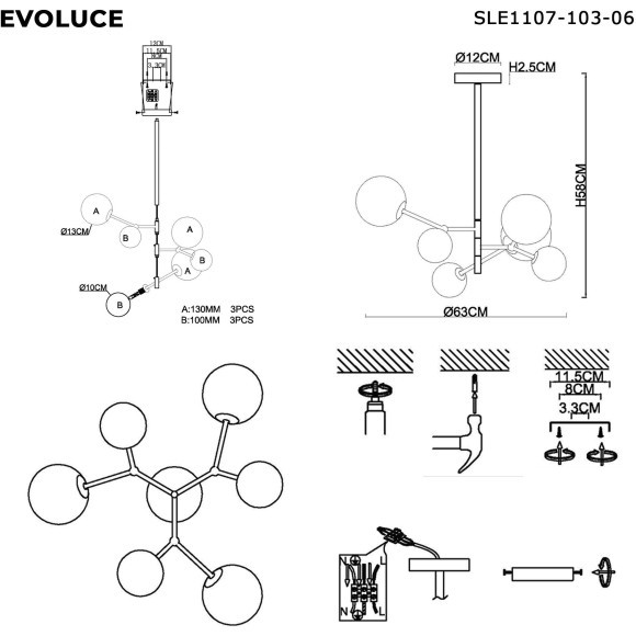 SLE1107-103-06 Светильник подвесной Хром/Белый, Серый G9 LED 6*5W 4000K MALTE
