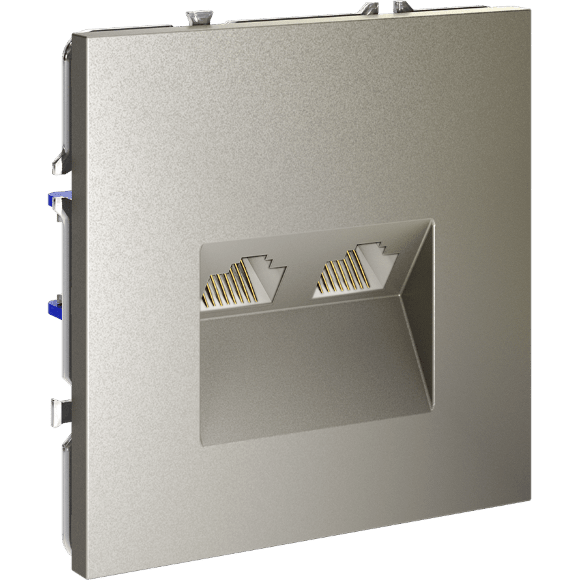 VLS060204 Розетка компьютерная двойная RJ45+RJ45 категории 6Е (для проводов CAT5-CAT6 до 10 Гбит/сек) шелкового цвета VOLTUM S70 (шелк)