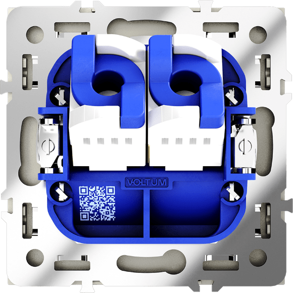 VLS060204 Розетка компьютерная двойная RJ45+RJ45 категории 6Е (для проводов CAT5-CAT6 до 10 Гбит/сек) шелкового цвета VOLTUM S70 (шелк)