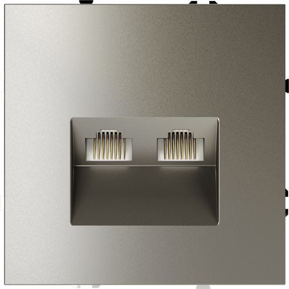 VLS060204 Розетка компьютерная двойная RJ45+RJ45 категории 6Е (для проводов CAT5-CAT6 до 10 Гбит/сек) шелкового цвета VOLTUM S70 (шелк)