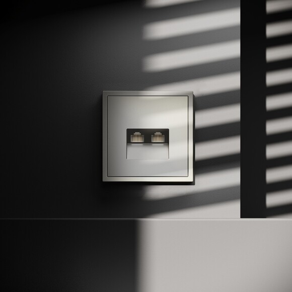 VLS060204 Розетка компьютерная двойная RJ45+RJ45 категории 6Е (для проводов CAT5-CAT6 до 10 Гбит/сек) шелкового цвета VOLTUM S70 (шелк)