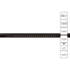 A7287PL-1BK Трековый магнитный светодиодный светильник Arte Lamp Optima CRI90+ 3000К 1250Лм 24° 18Вт A7287PL-1BK Трековый магнитный светодиодный светильник Arte Lamp Optima CRI90+ 3000К 1250Лм 24° 18Вт