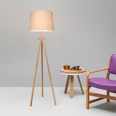 Торшер Maytoni Calvin Z177-FL-01-BR E27 60Вт бежевый, напольный светильник на треноге, основание дерево и металл, тканевый абажур, высота 1572 мм, лофт, современный интерьер Торшер Maytoni Calvin Z177-FL-01-BR E27 60Вт бежевый, напольный светильник на треноге, основание дерево и металл, тканевый абажур, высота 1572 мм, лофт, современный интерьер