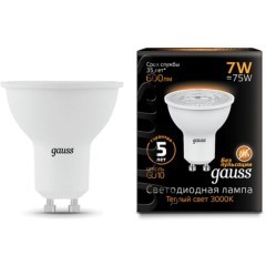 101506107 Лампа Gauss LED MR16 GU10 7W 600lm 3000K 1/10/100