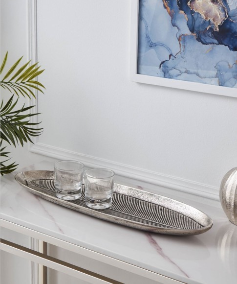 427005 FORLEYET Чаша декоративная алюминий никель-античный L540 B165 H30