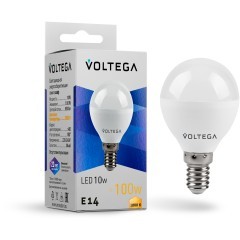 Светодиодная лампа Voltega Simple Globe 10W 3000K E14 180° 7231 Светодиодная лампа Voltega Simple Globe 10W 3000K E14 180° 7231