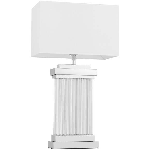 Настольная лампа с прямоугольным тканевым абажуром под лампу E27 Lumina Deco Davos LDT 310 CHR+WT Настольная лампа с прямоугольным тканевым абажуром под лампу E27 Lumina Deco Davos LDT 310 CHR+WT