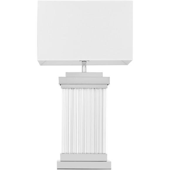 Настольная лампа с прямоугольным тканевым абажуром под лампу E27 Lumina Deco Davos LDT 310 CHR+WT Настольная лампа с прямоугольным тканевым абажуром под лампу E27 Lumina Deco Davos LDT 310 CHR+WT