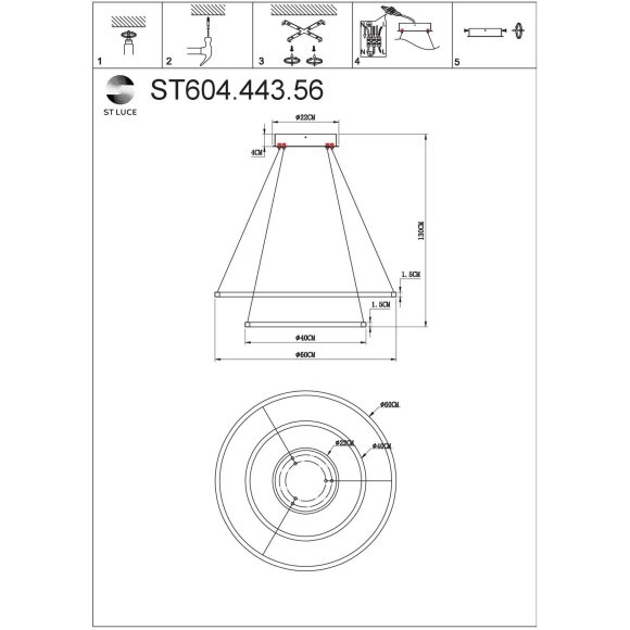 ST604.443.56 Светильник подвесной ST-Luce Черный/Белый LED 1*56W 4000K Подвесные светильники ST604.443.56 Светильник подвесной ST-Luce Черный/Белый LED 1*56W 4000K Подвесные светильники